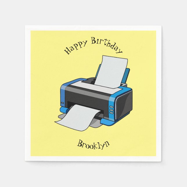 Printer cartoon illustration napkins (Front)