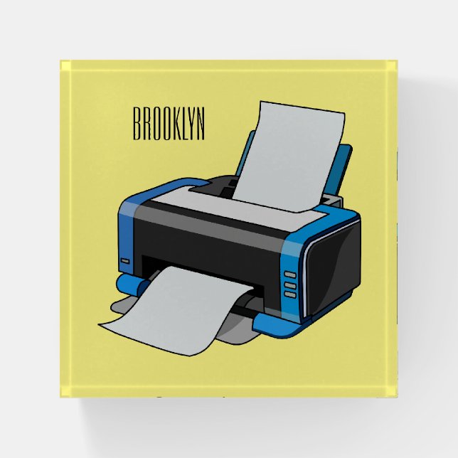 Printer cartoon illustration paperweight (Front)