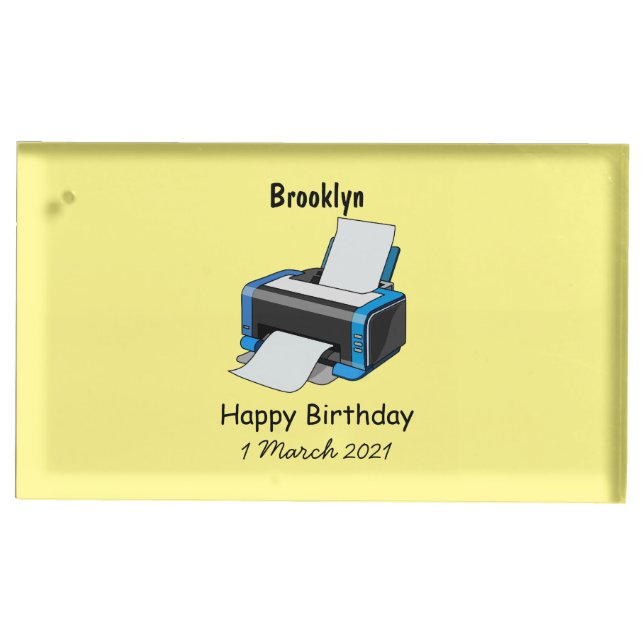 Printer cartoon illustration place card holder (Front)