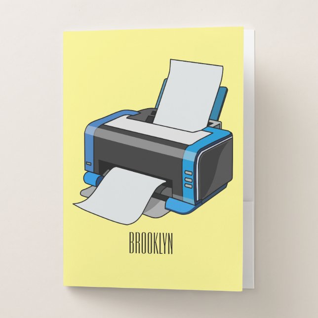 Printer cartoon illustration pocket folder (Front)