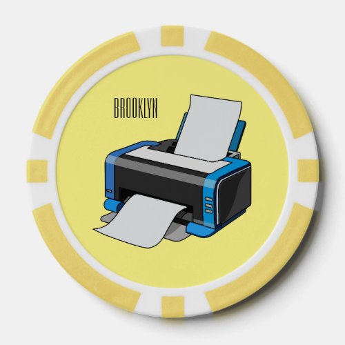 Printer cartoon illustration poker chips
