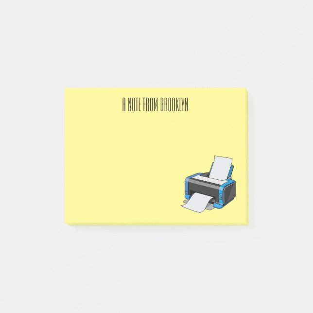 Printer cartoon illustration post-it notes (Front)