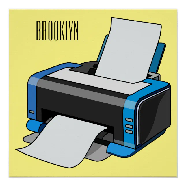 Cartoon P Rinter Printer cartoon illustration poster | Zazzle