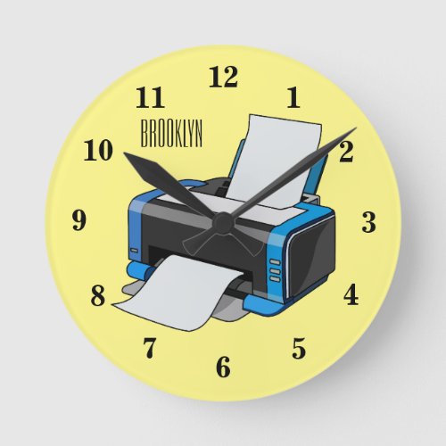 Printer cartoon illustration round clock