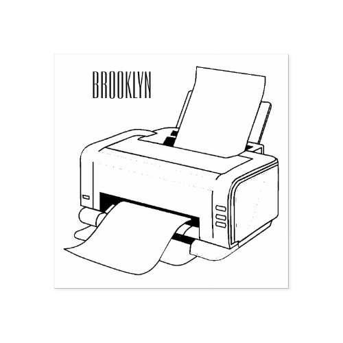 Printer cartoon illustration rubber stamp