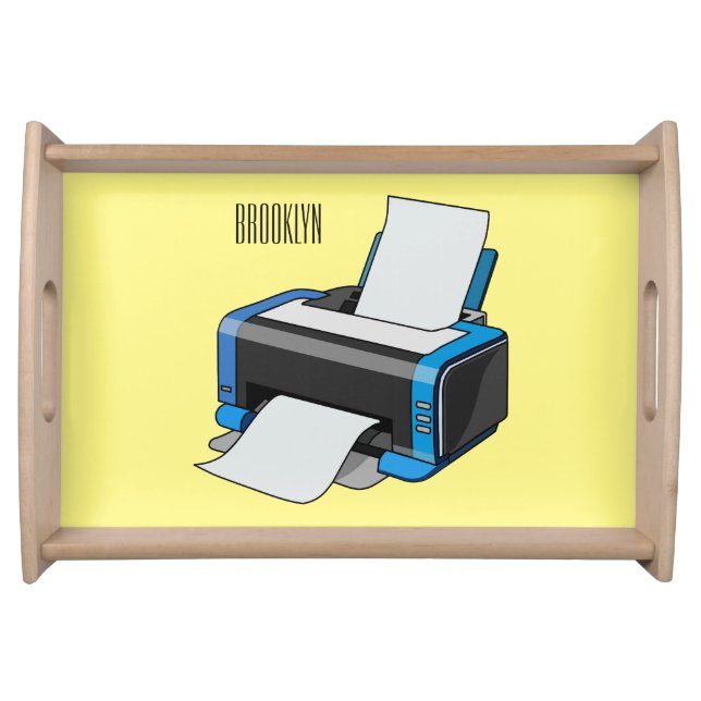 Printer cartoon illustration serving tray (Front)