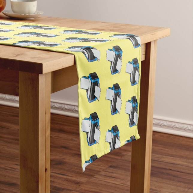 Printer cartoon illustration short table runner (In Situ)