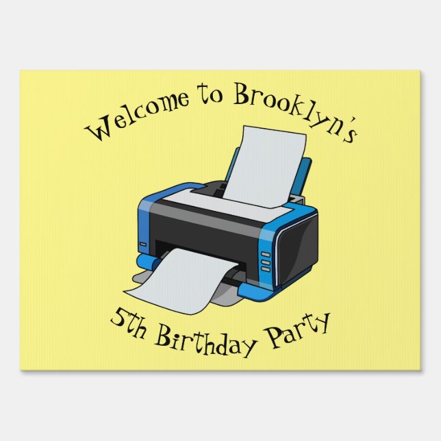 Printer cartoon illustration sign (Front)