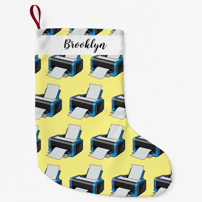 Printer cartoon illustration small christmas stocking (Front)