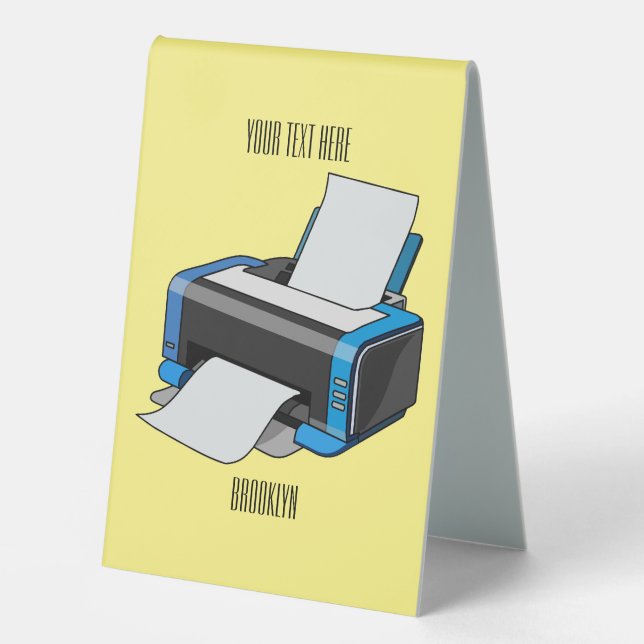 Printer cartoon illustration table tent (Front)