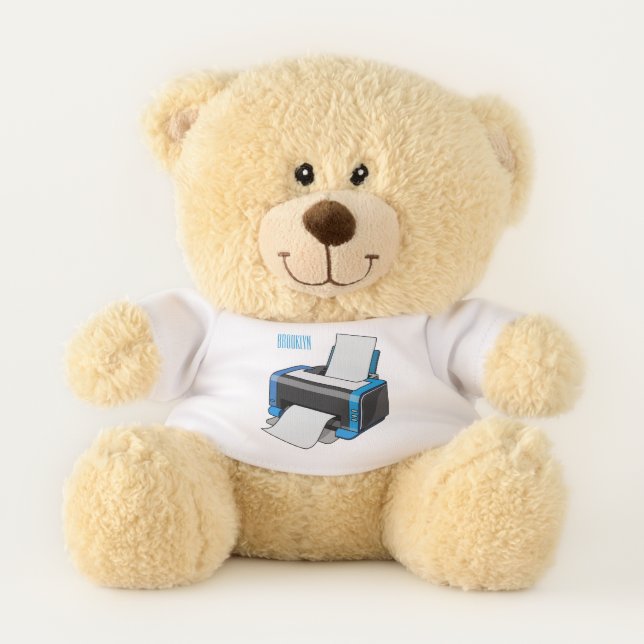Printer cartoon illustration teddy bear (Front)