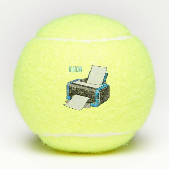 Printer cartoon illustration tennis balls (Front)