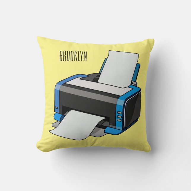 Printer cartoon illustration throw pillow (Front)