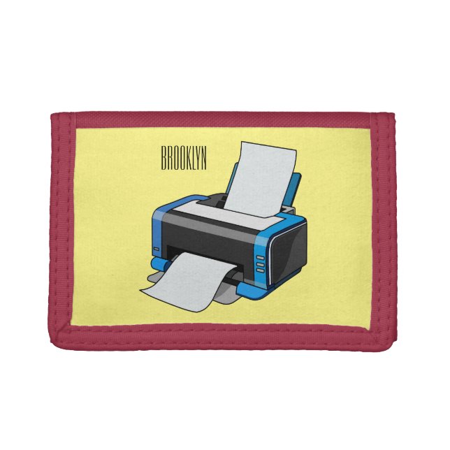Printer cartoon illustration tri-fold wallet (Front)