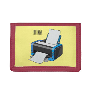 Printer cartoon illustration trifold wallet