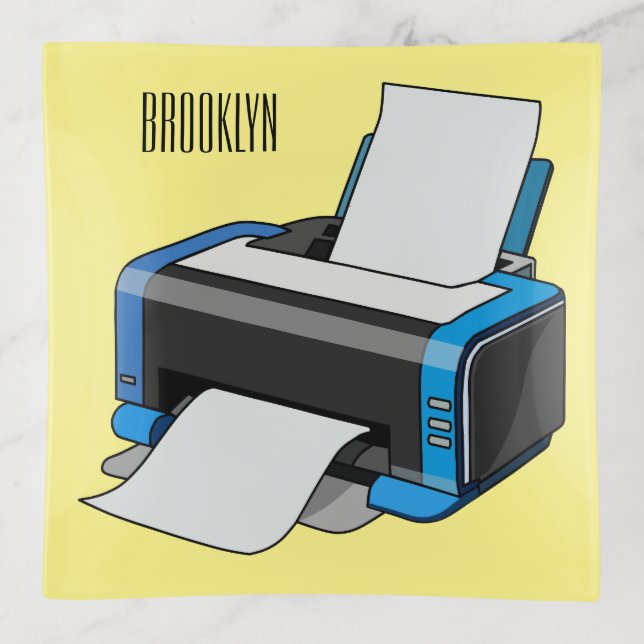 Printer cartoon illustration trinket tray (Front)