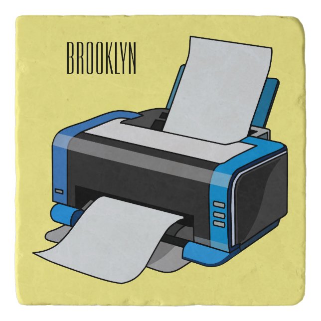 Printer cartoon illustration trivet (Front)
