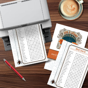 Printer-Friendly Halloween Word Search Party Holiday Card