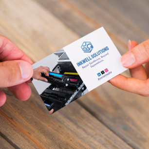 Printer Repair Business   Simple White Photo Business Card