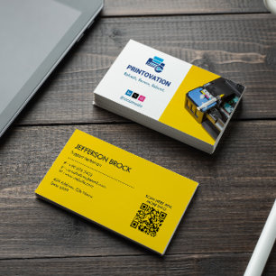 Printer Repair Business   Yellow White Barcode Card