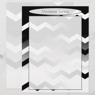 Printer-Sized Black and White Chevron Stationery