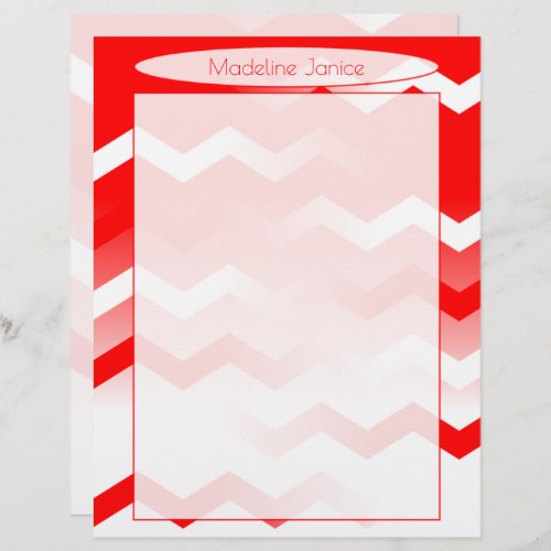 Printer_Sized Red and White Chevron Stationery