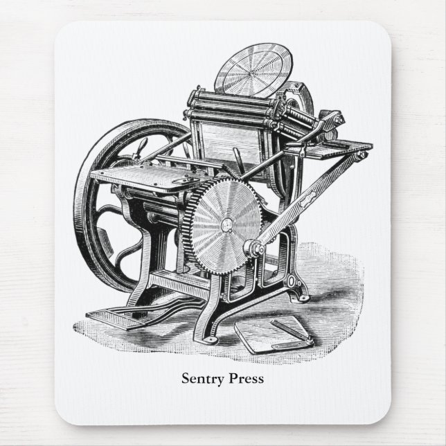 Printing press Gordon style letterpress mouse pad (Front)