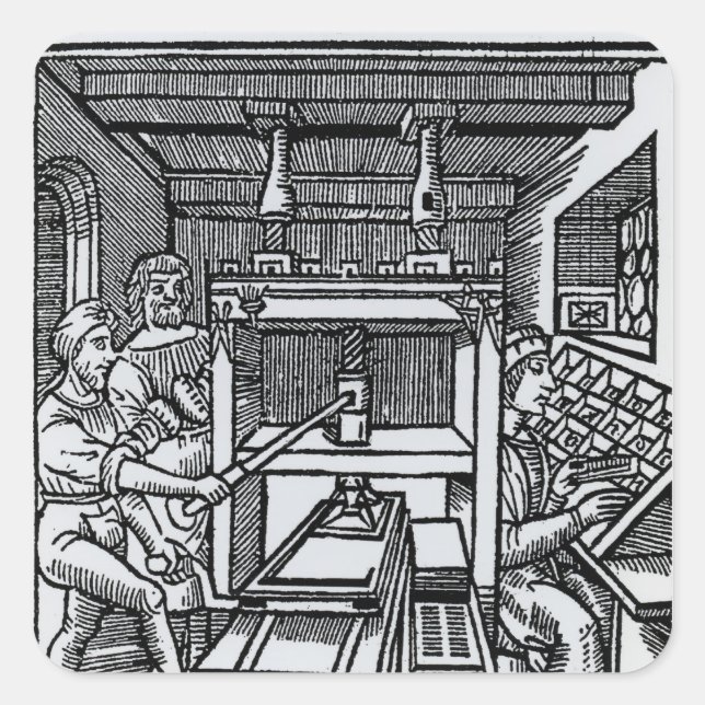 Printing press square sticker (Front)