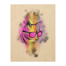 Printing wood cat colors sunglasses