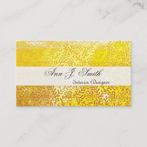 Customizable Elegant Floral Pattern  Golden Business Card Template