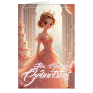 Prinzessin zum Geburtstag im rosa Traumkleid Card