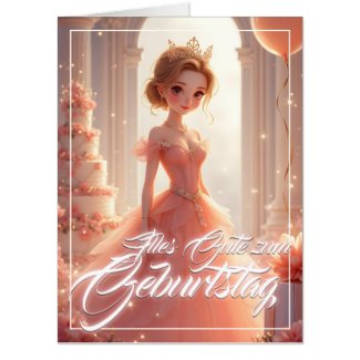 Prinzessin zum Geburtstag im rosa Traumkleid Card