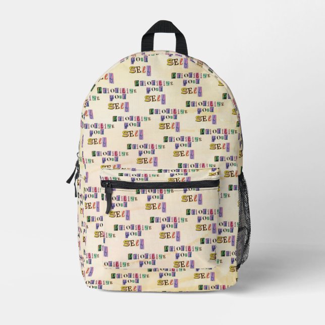 Prioritize Yourself Printed Backpack (Front)