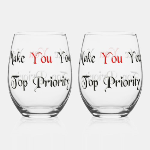 Priority 1 Drinkware Set Stemless Wine Glass