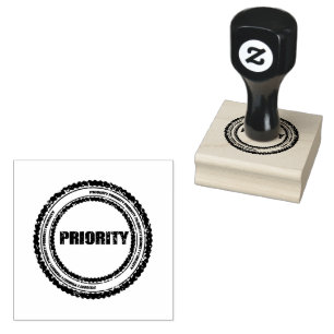Priority Circle Logo Impressions Jet Black Wooden  Rubber Stamp