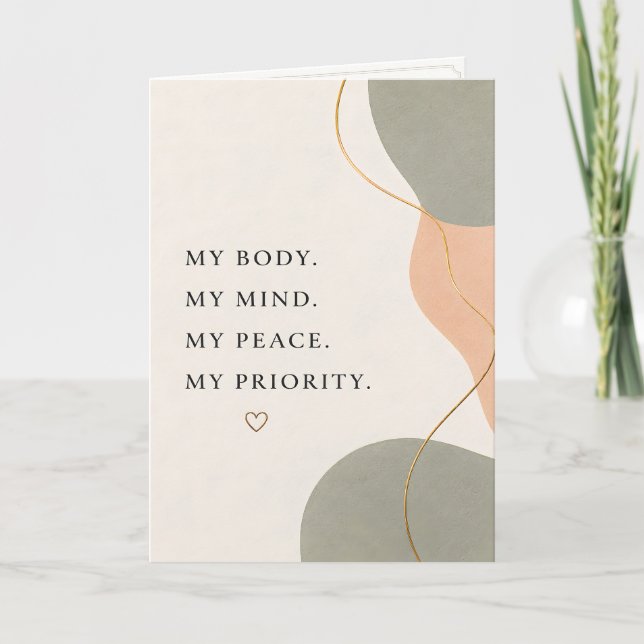 Priority Minimalist Self Love Greeting Card (Front)