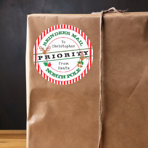 Priority Reindeer Mail From Santa Christmas Gift Classic Round Sticker