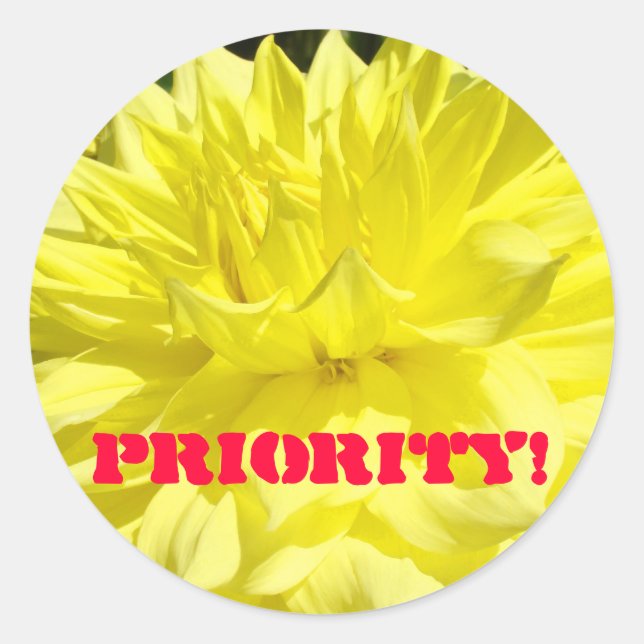 Priority! stickers Custom Yellow Dahlia Flowers (Front)