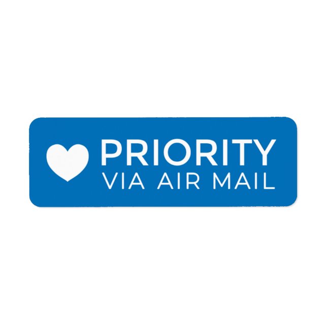 PRIORITY VIA AIR MAIL ハート heart cute love ラベル Label (Front)