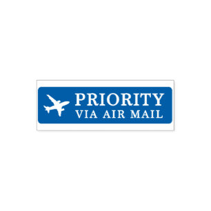 PRIORITY VIA AIR MAIL 飛行機 airplane セルフインキングスタンプ Self-inking Stamp
