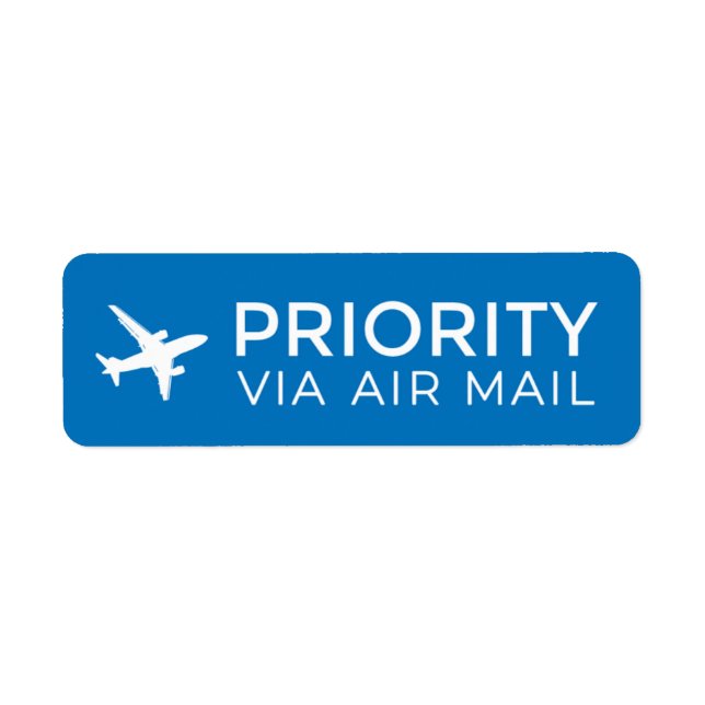 PRIORITY VIA AIR MAIL 飛行機 airplane ラベル Label (Front)
