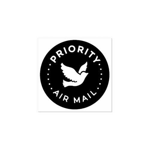 PRIORITY VIA AIR MAIL 鳥 bird birds ラバースタンプ Rubber Stamp