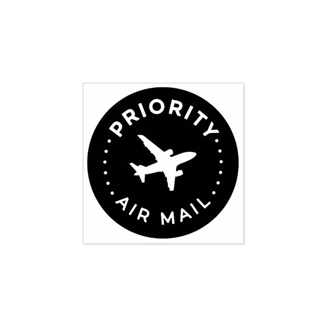 PRIORITY VIA AIR MAIL Airplane airplane Rubber Sta Stamp (Imprint)