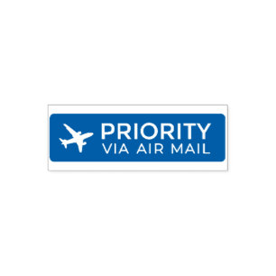 PRIORITY VIA AIR MAIL Airplane airplane Self Inkin Self-inking Stamp