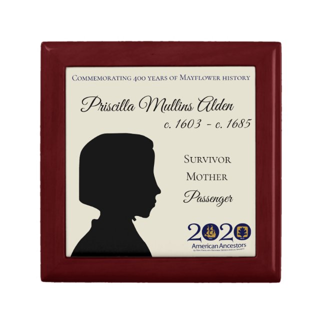 Priscilla Alden Mayflower Descendant Keepsake Box (Front)