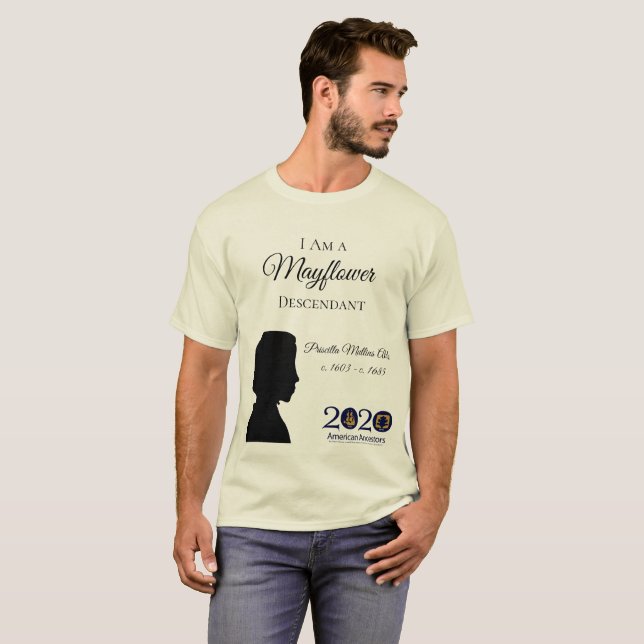 Priscilla Alden Mayflower Descendant Men's T-Shirt (Front Full)