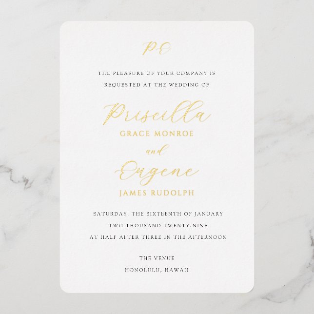 Priscilla Classic Wedding Invitation Foil Invitation (Front)
