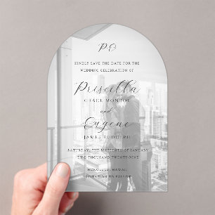 Priscilla Classic Wedding Save the Date Acrylic Invitations