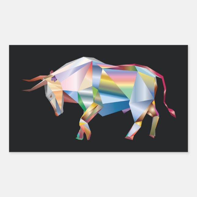 Prism Bull Rainbow Abstract Fab Rectangular Sticker (Front)