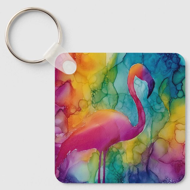 Prism Flamingo Keychain (Front)